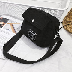 Women Canvas Shoulder Messenger Bag Small Square Bag Corduroy Bag