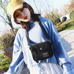 Women Canvas Shoulder Messenger Bag Small Square Bag Corduroy Bag