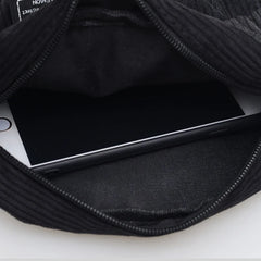 Women Canvas Shoulder Messenger Bag Small Square Bag Corduroy Bag