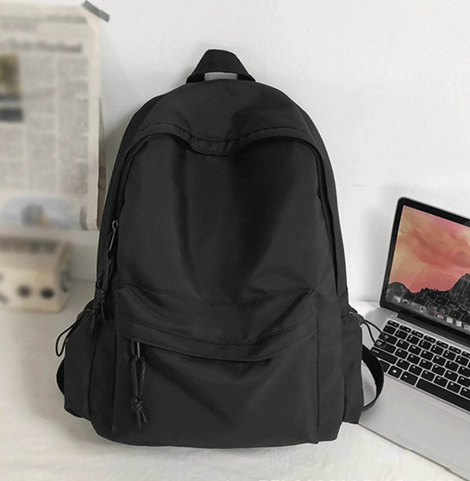 Women Canvas Students Backpack Leisure Rucksack School Bag Solid College Female