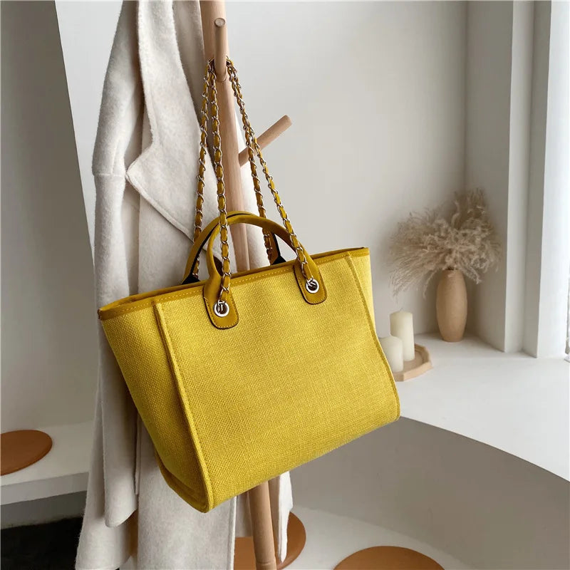 Canvas Tote Bag Shoulder Bags Chain Handbag Women's Bag