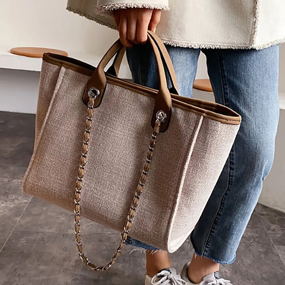Canvas Tote Bag Shoulder Bags Chain Handbag Women's Bag