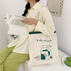 Cartoon Canvas Tote Bag Eco Shopping Large Ladies Handbags