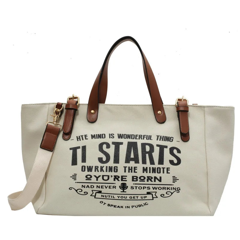 Women Canvas Tote Bag Casual Handbag Shoulder Bag Large Capacity