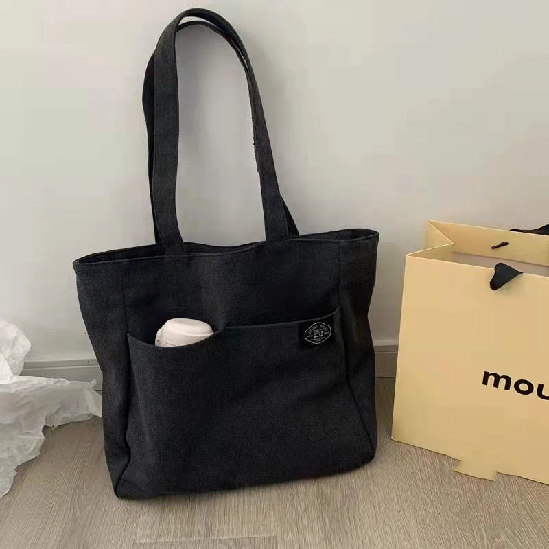 Women Canvas Tote Bag Shoulder Handbag Large Capacity Cotton Reusable Shopping