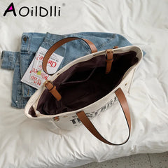 Women Canvas Tote Bag Casual Handbag Shoulder Bag Large Capacity