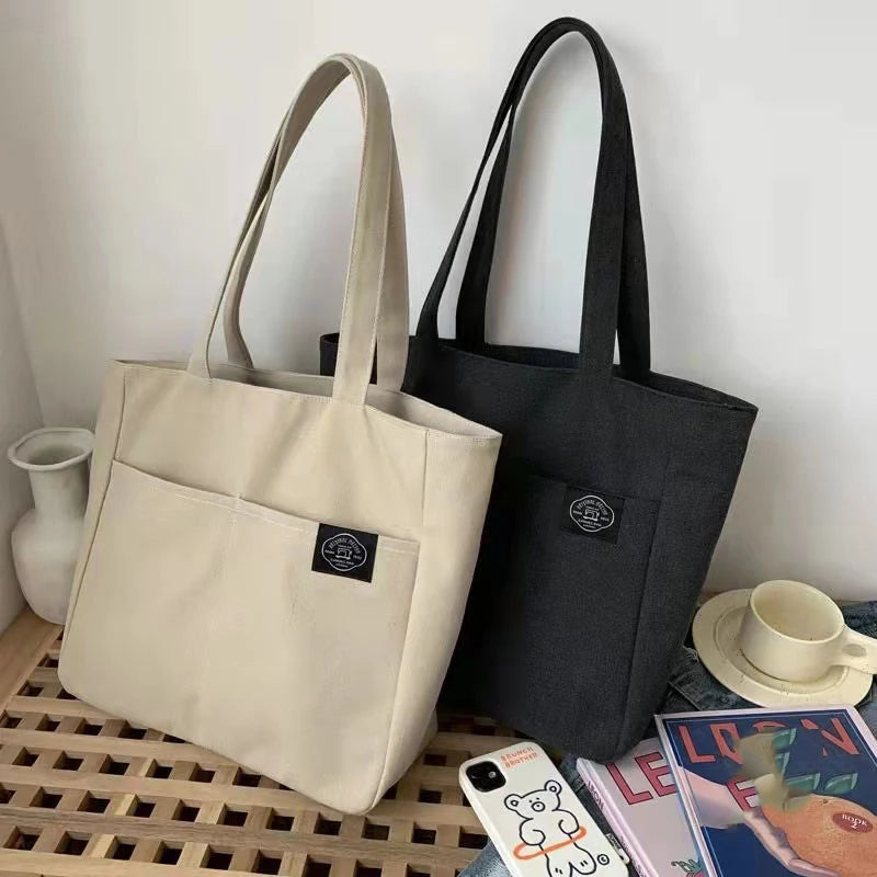 Women Canvas Tote Bag Shoulder Handbag Large Capacity Cotton Reusable Shopping