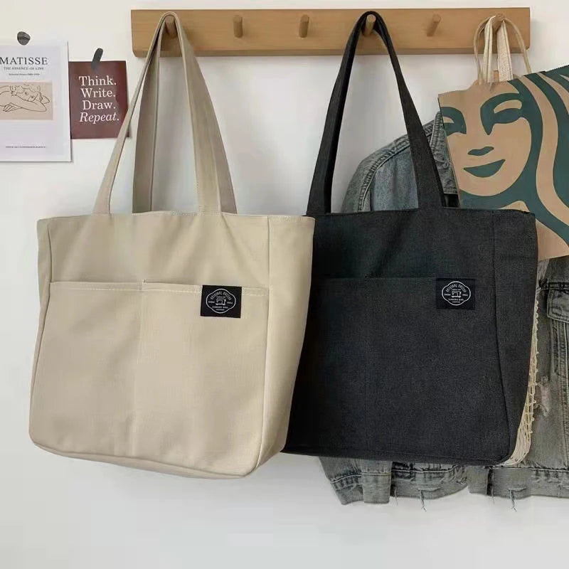 Women Canvas Tote Bag Shoulder Handbag Large Capacity Cotton Reusable Shopping