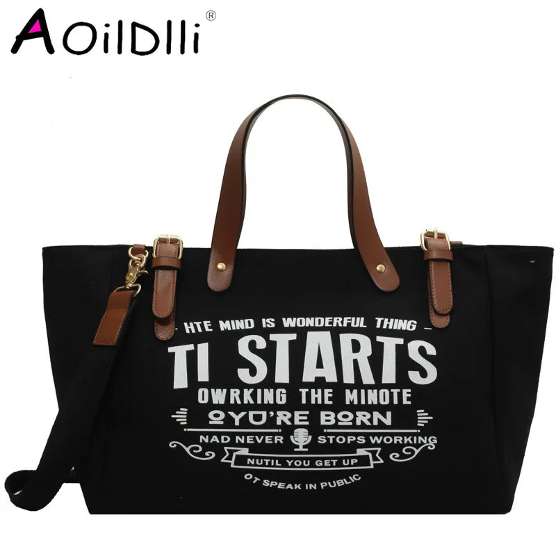 Women Canvas Tote Bag Casual Handbag Shoulder Bag Large Capacity