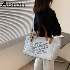Women Canvas Tote Bag Casual Handbag Shoulder Bag Large Capacity