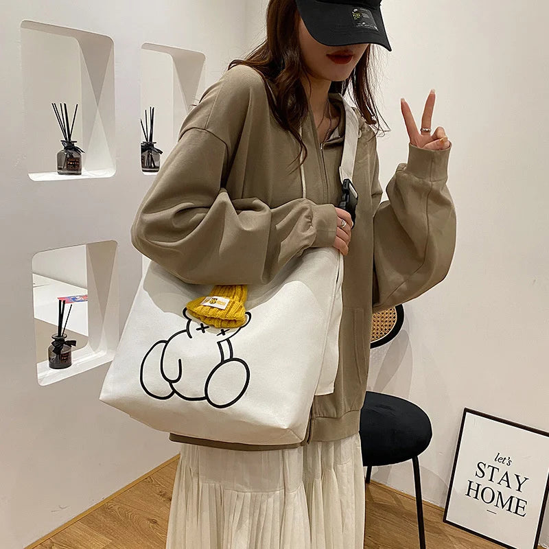 Canvas Tote Bag Large Capacity Shopping Shoulder Bag Messenger Bag