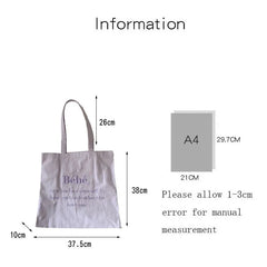 Women Canvas Tote Purse Embroidered Handbag Shoulder Bag Casual Shopper
