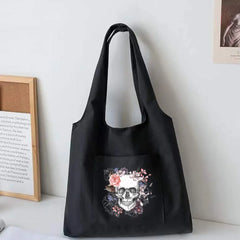 Women Canvas Vest Bag Large Capacity Tote Cartoon Print Shopping Bag