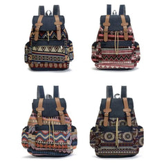 Women Canvas Vintage Backpack Ethnic Schoolbag