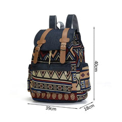 Women Canvas Vintage Backpack Ethnic Schoolbag