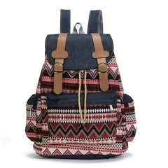 Women Canvas Vintage Backpack Bohemian Schoolbag
