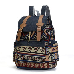 Women Canvas Vintage Backpack Bohemian Schoolbag