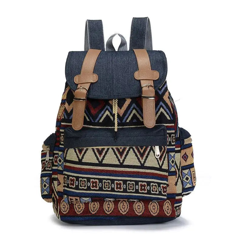 Women Canvas Vintage Backpack Bohemian Schoolbag