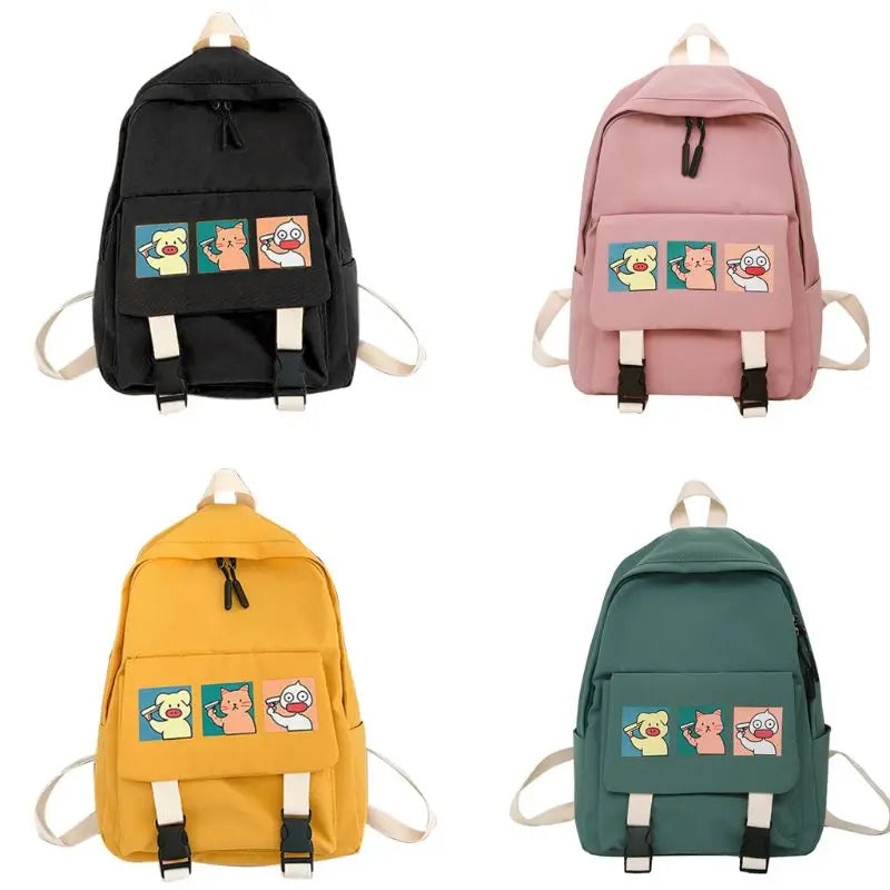 Women Cartoon Backpack Nylon Casual Rucksack for Teenage Girls