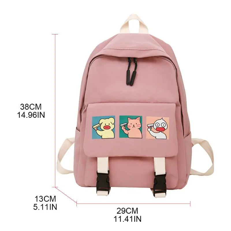 Women Cartoon Backpack Nylon Casual Rucksack for Teenage Girls