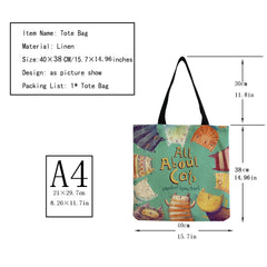 Women Cartoon Cat Beach Bag Shoulder Tote Bag