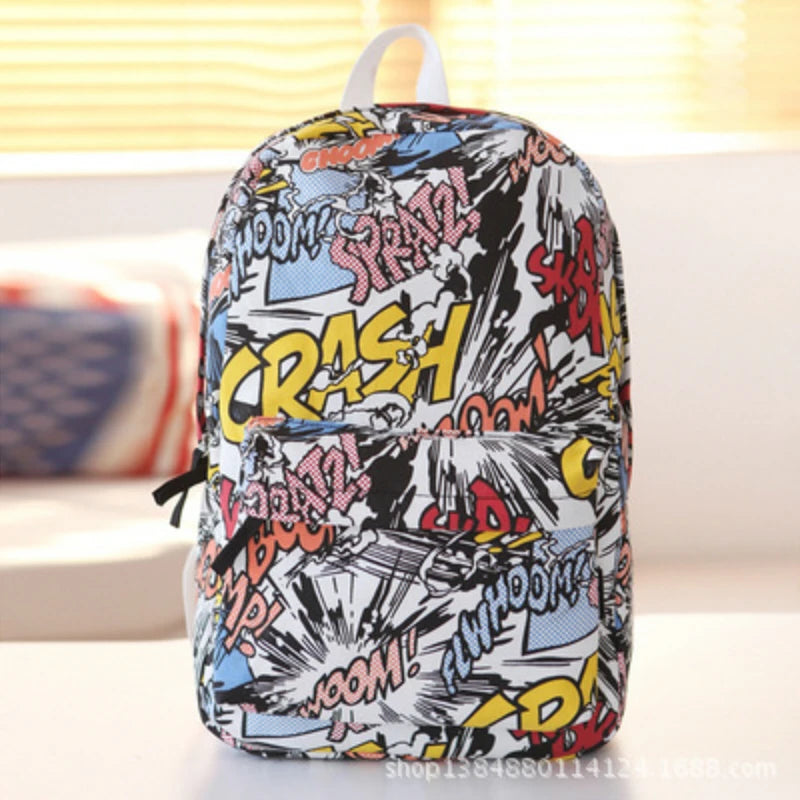Women Cartoon Backpack Female Travel Canvas Backbag Girl's Hip-hop Rucksack