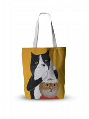 Women Cartoon Cat Print Tote Bag Large Capacity Shopping Bag