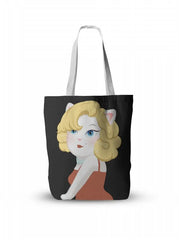 Women Cartoon Cat Print Tote Bag Large Capacity Shopping Bag