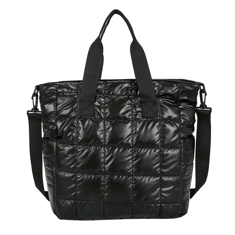 Women Casual Nylon Quilted Shoulder Tote Bag Portable Handbag