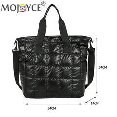Women Casual Nylon Quilted Shoulder Tote Bag Portable Handbag