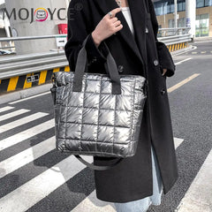 Women Casual Nylon Quilted Shoulder Tote Bag Portable Handbag