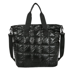 Women Casual Nylon Quilted Shoulder Tote Bag Portable Handbag