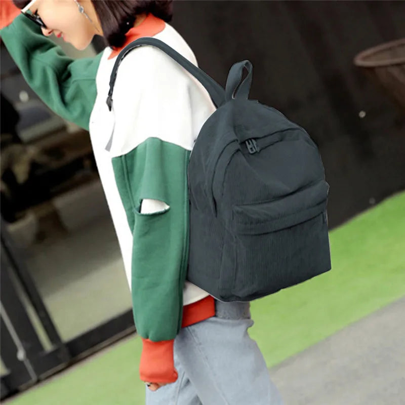 Corduroy Sports Backpack Lightweight School Bag