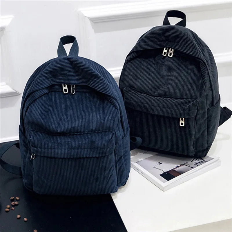 Corduroy Sports Backpack Lightweight School Bag