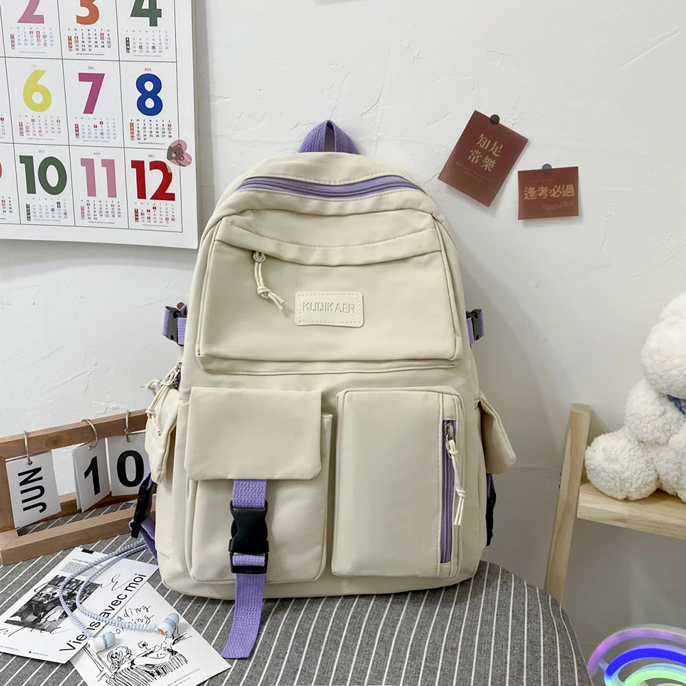 Women Canvas Backpack Preppy Style School Bags Large Capacity Rucksack