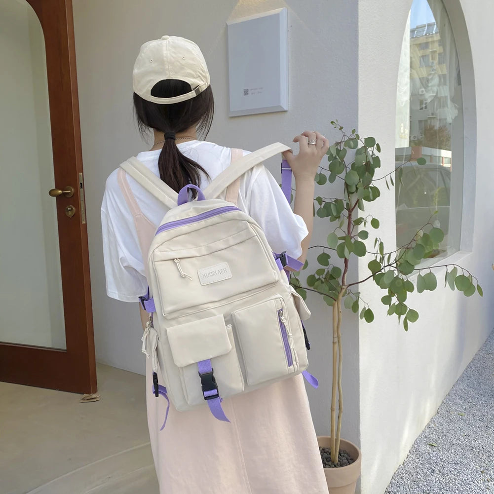 Women Canvas Backpack Preppy Style School Bags Large Capacity Rucksack