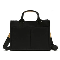 Women Casual Canvas Shoulder Bag Ladies Exterior Pockets Crossbody Bags