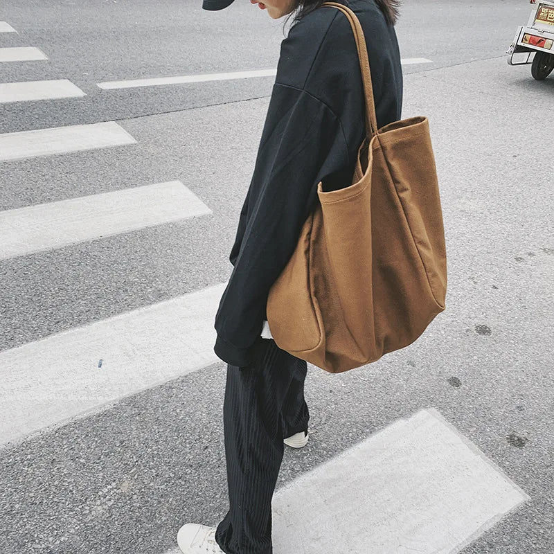 Women Casual Canvas Shoulder Bags Female Eco Cloth Handbag Tote Reusable