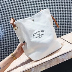 Women Shoulder Bag PU Leather Strap Casual Canvas CrossBody Lady Handbag Tote