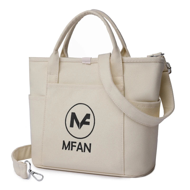 Canvas Shoulder Bag with Removable Straps for Women