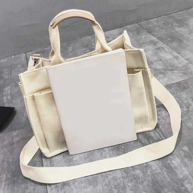 Large Capacity Canvas Tote Bag for Women, Crossbody Schoolbags