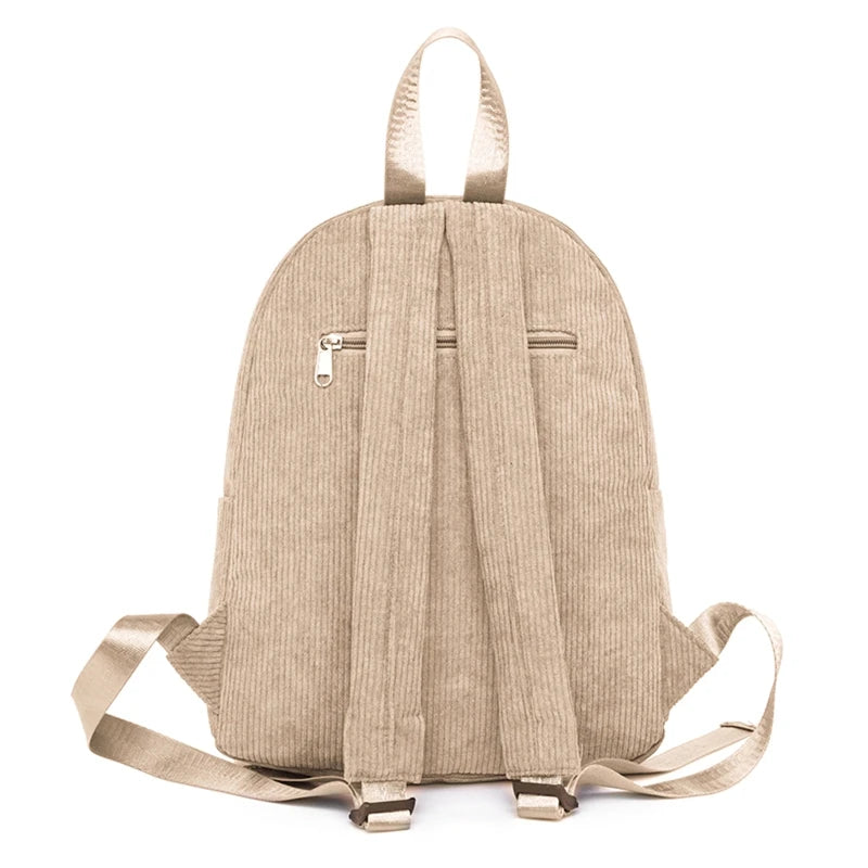 Women Casual Corduroy Backpack Soft Kids School Bag Travel College Daypack