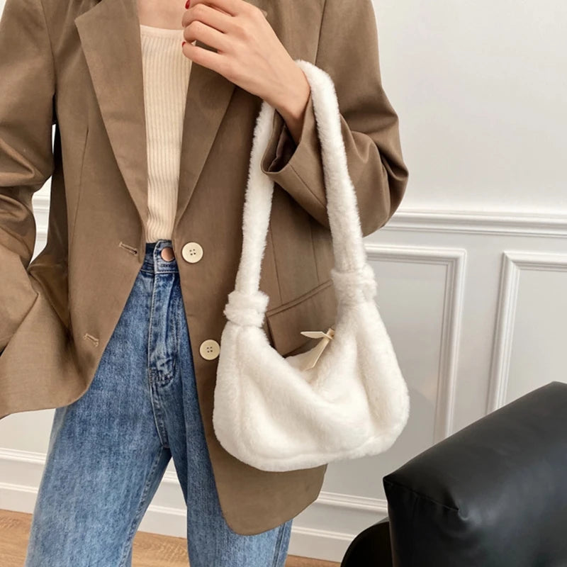 Fluffy Shoulder Bag Soft Furry Handbag Autumn/Winter Tote