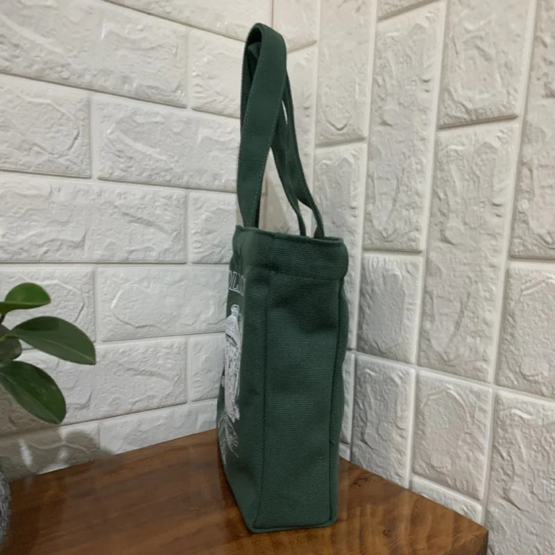Books Print Canvas Tote Bag Large Capacity Cotton Shopping Beach Bag