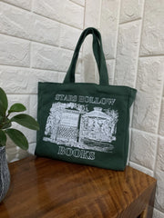 Books Print Canvas Tote Bag Large Capacity Cotton Shopping Beach Bag