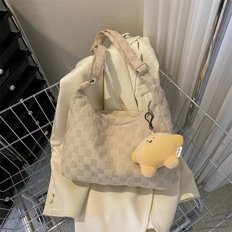 Plaid Tote Bags Shoulder Bags Large Capacity Checkered Crossbody Bags