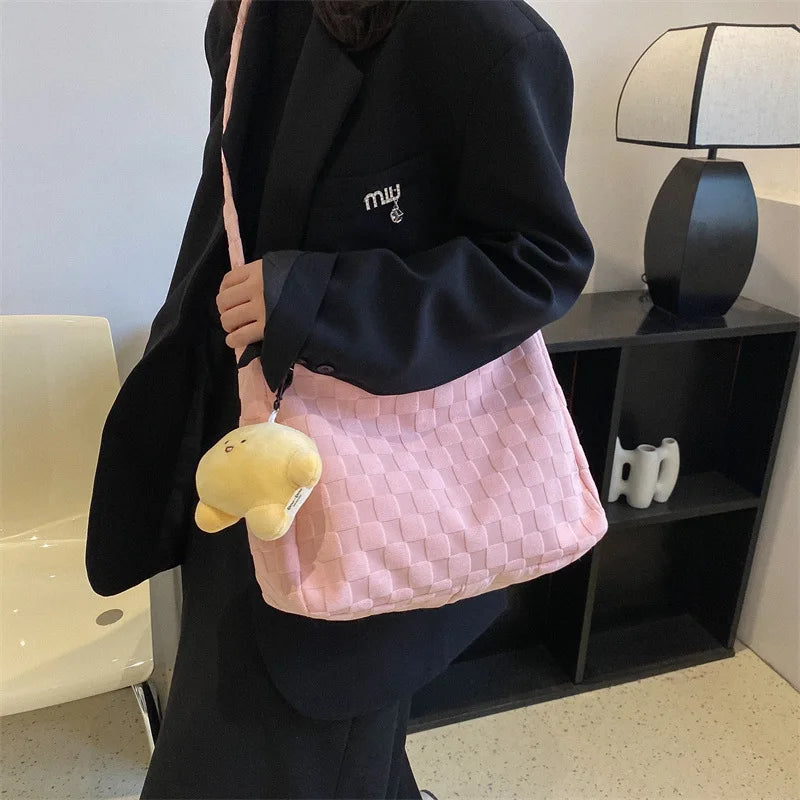 Plaid Tote Bags Shoulder Bags Large Capacity Checkered Crossbody Bags