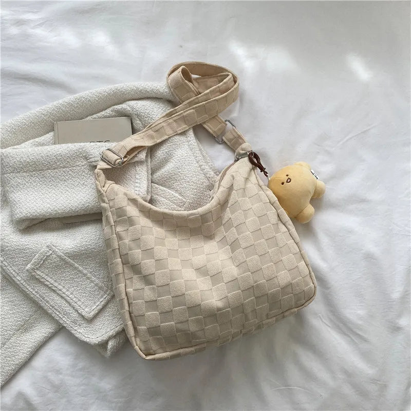 Plaid Tote Bags Shoulder Bags Large Capacity Checkered Crossbody Bags