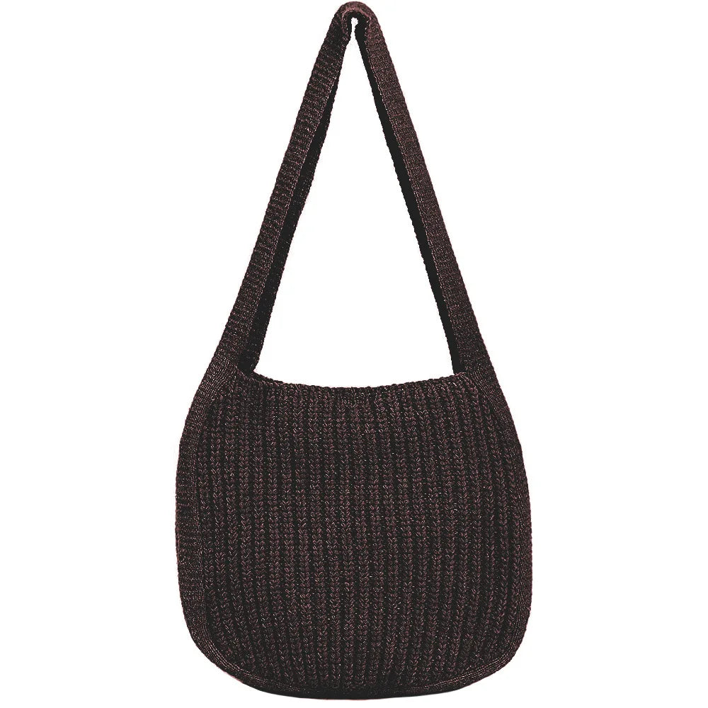 Solid Knitted Messenger Bag Large Capacity Tote Shoulder Bag Women's Crossbody
