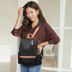 Women Casual Nylon Backpack Large Capacity Anti-theft Rucksack